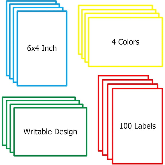 6x4 Inch Large Moving Box Labels, 100 Pack 4 Color Coded Blank Stickers for Packing Supplies, Permanent Adhesive for Home Organization, Kitchen, Storage Bins & Cardboard Boxes 100Pcs