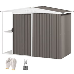 6x4 Metal Storage Shed with Lock, Outdoor Utility Building for Patio&Backyard, Ventilated Grey Garden Shed