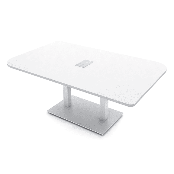 6x4 Rounded Corner Conference Table Metal Base And Electrical Module