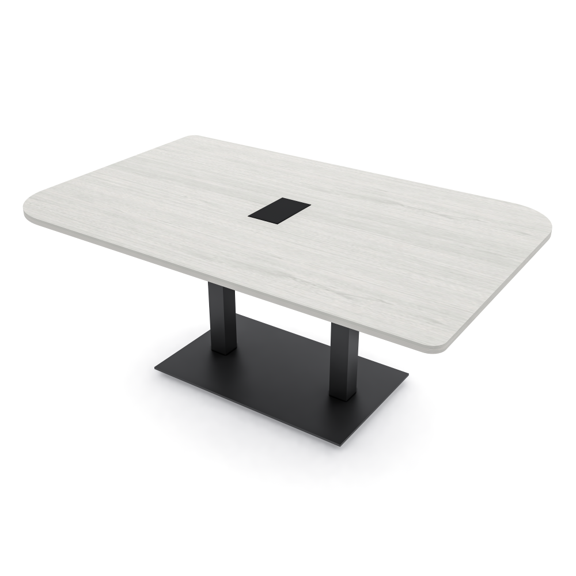 6x4 Rounded Corner Conference Table Metal Base And Electrical Module