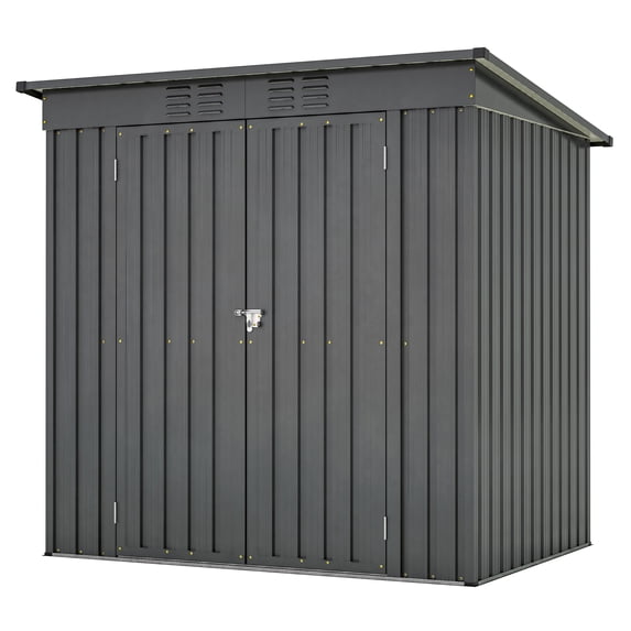 6x4 ft Black Outdoor Tool Shed, All-Weather Resistant Storage Shed for Garden, Backyard, Lawn & Patio