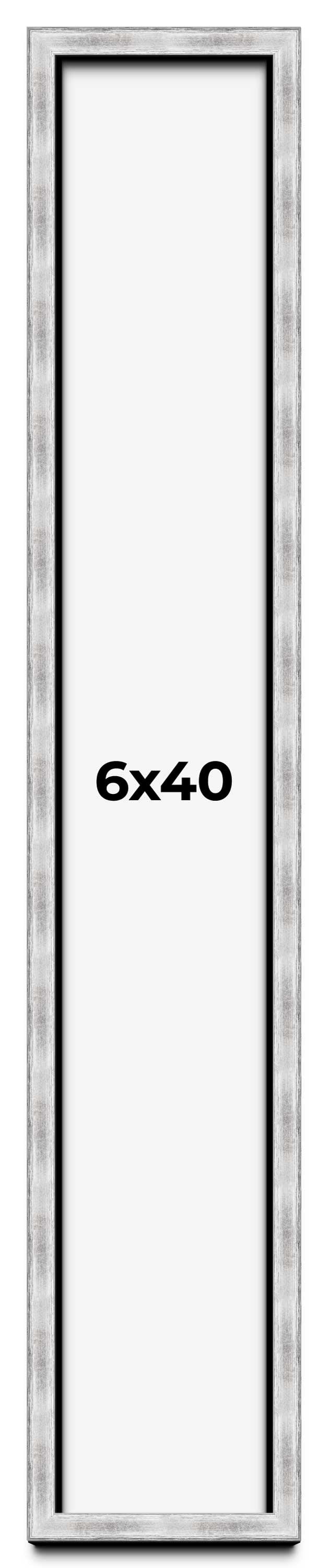 6x40 Frame Brushed Silver Solid Wood Picture Frame | 0.75 Inch Moulding ...