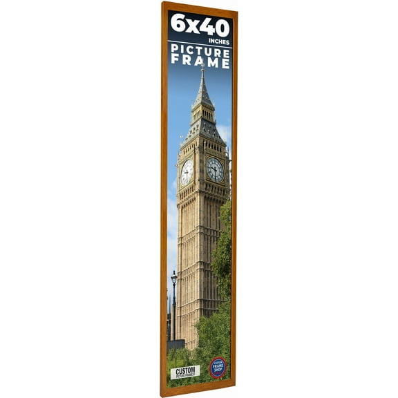 6x40 Honey Brown Real Wood Picture Frame Width 0.75 inches | Interior Frame Depth 0.5 inches |