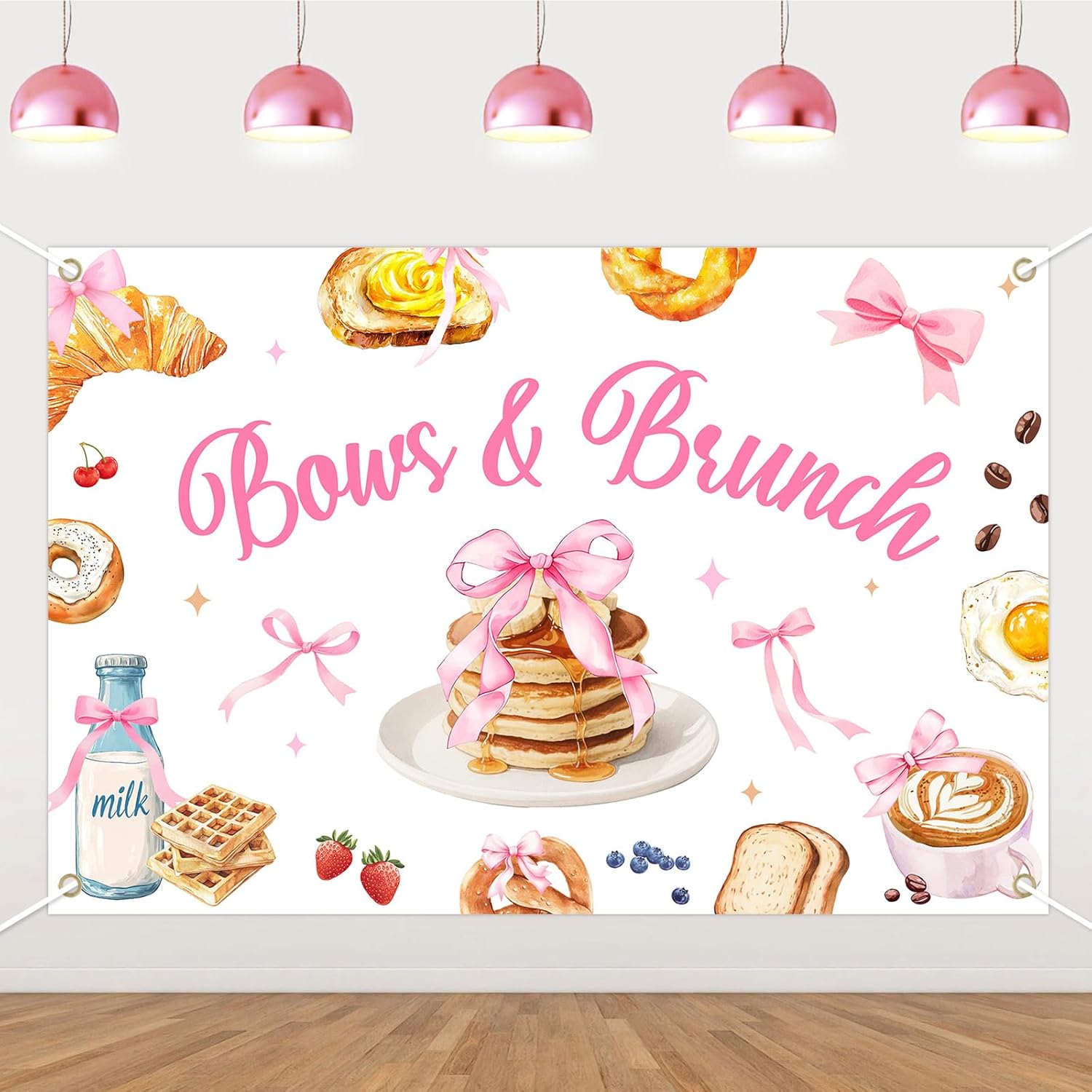 6x4FT Bows and Brunch Party Decorations Banner Pink Bows Brunch Themed ...