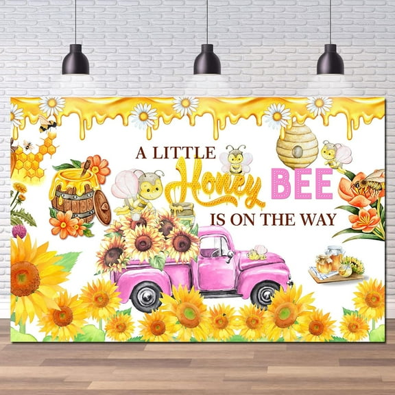 6x4FT A Little Honey Bee is on The Way Cute Backdrop, Oh Baby, Bumblebee Welcome Baby Boy or Girl Gender Reveal Party Decorations Background Party Supplies Photo Booth Prop Wall Banner