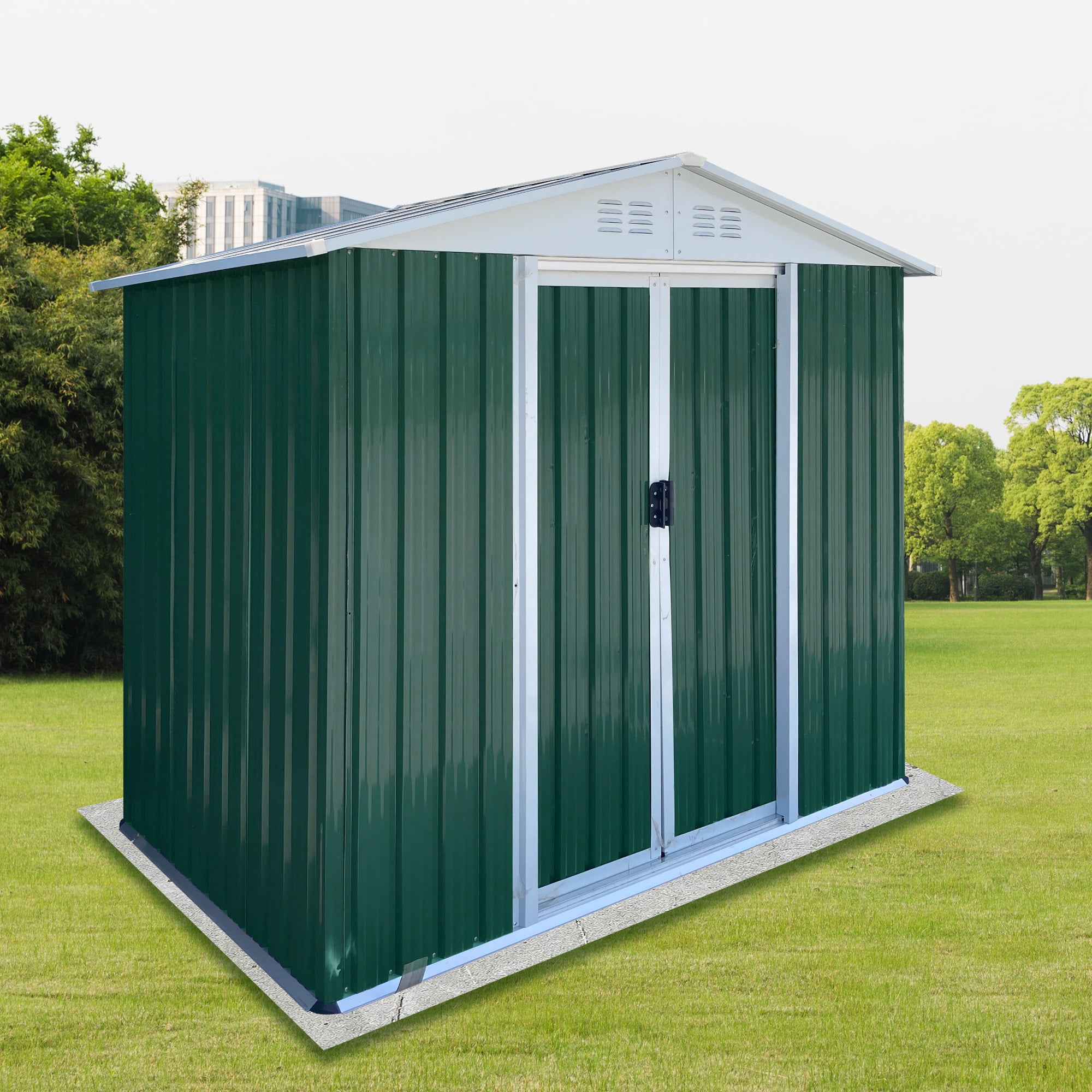6x4FT Outdoor Tool Storage House Garden Shed w Aluminum Alloy Frame&Sliding Door