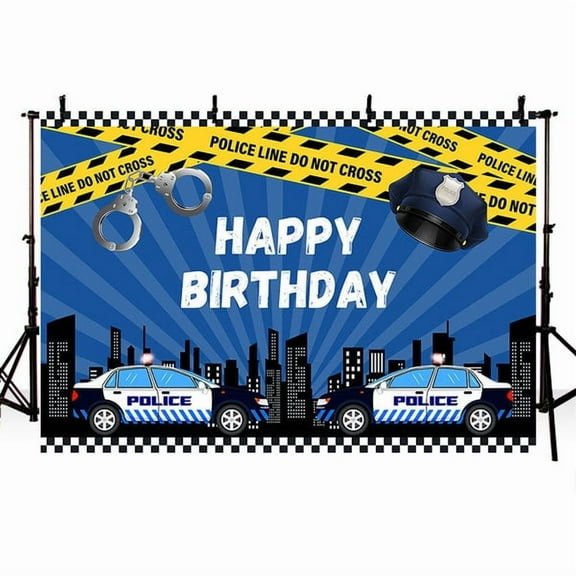 6x4FT Police Themed Photography Background Policeman Police Car Boys Birthday Party Decorations Backdrop Photo Studio Props