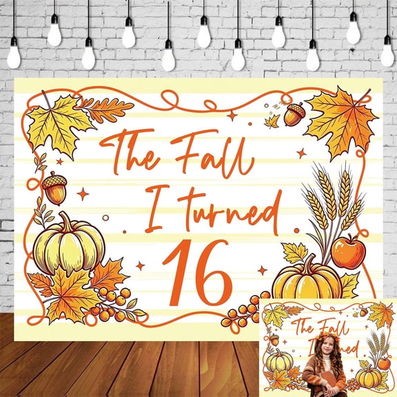 6x4FT The Fall I Turned 16 Birthday Backdrop Fall Themed 16st Birthday Banner Decor Autumn Sweet Sixteen Photo Background for Girls Vinyl