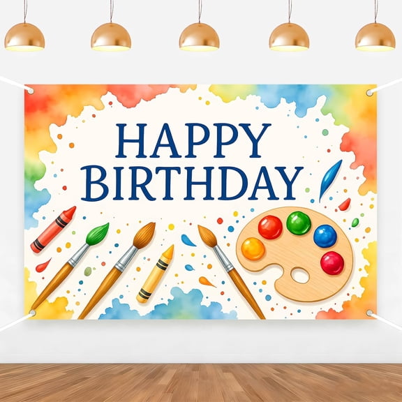 6x4Ft Art Paint Birthday Backdrop Colorful Graffiti Paint Splatter Birthday Photography Background for Boys Girls Art Painting Birthday Party Decorations Banner Supplies Photo Props