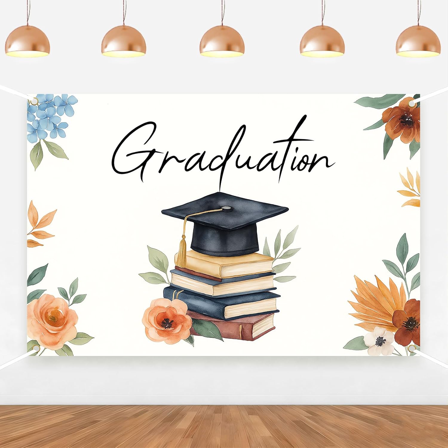 6x4Ft Floral Book Theme Grad Backdrop Storybook Graduation Background ...