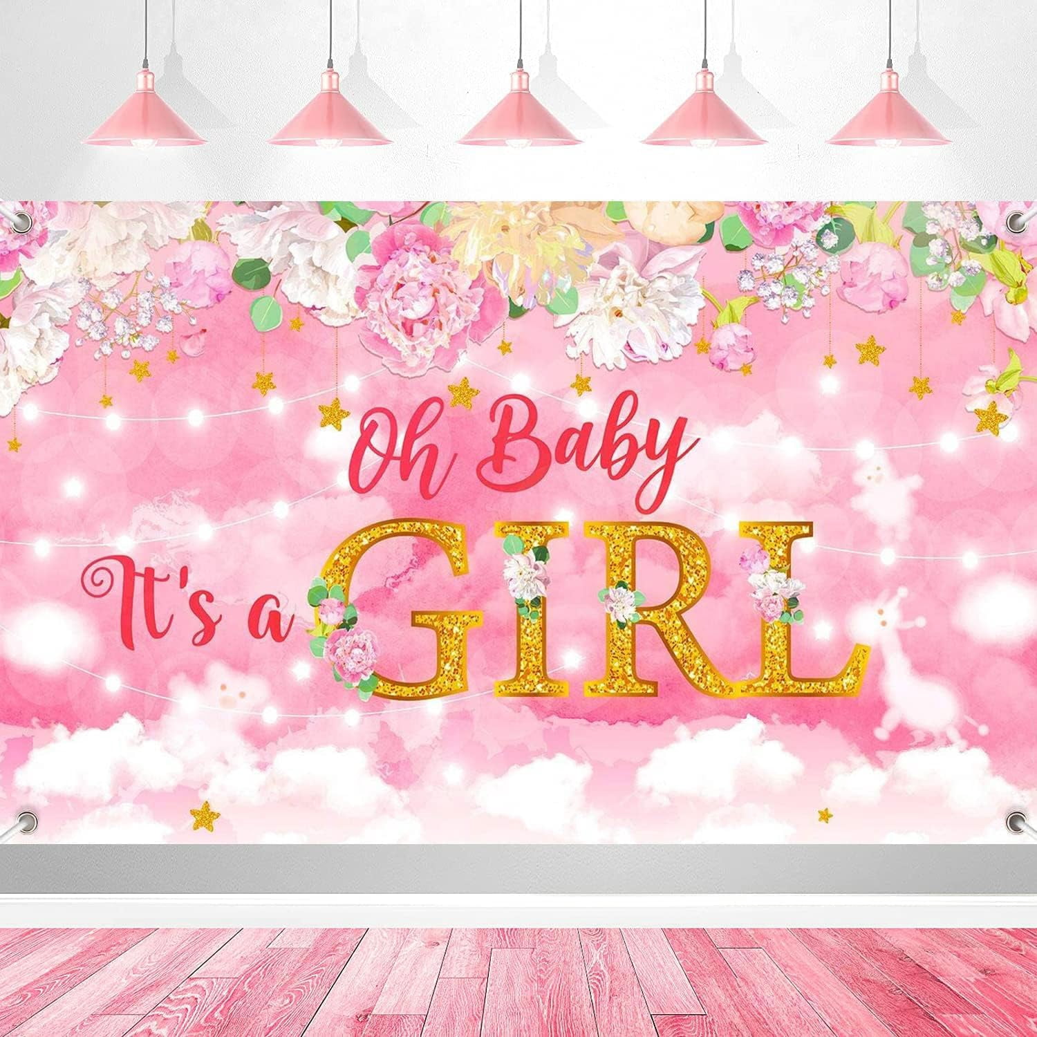 Aazon.co : Twins Baby Shower Decorations Backdrop 6x4ft Elephant Pink
