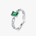 thumbnail image 1 of 6x4MM Baguette-Cut Lab-Created Emerald Chain-Fix Shank Solitaire Engagement Ring in 925 Sterling Silver – Elegant and Timeless Jewelry for Women, 1 of 4