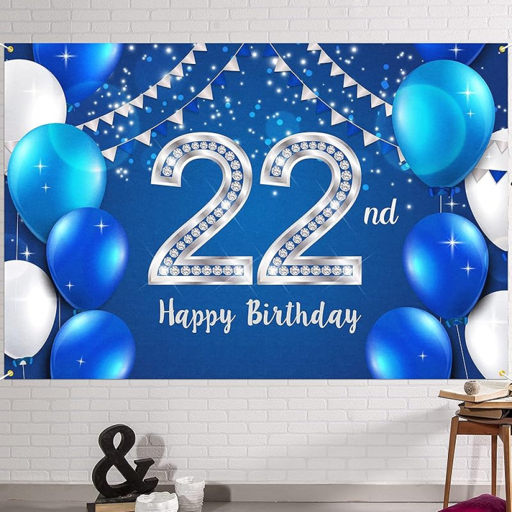 LINGPAR Happy 22nd Birthday Banner - 9.8x1.6 Ft Large Party Backdrop, Cheers To 22 Years Decor - View #5