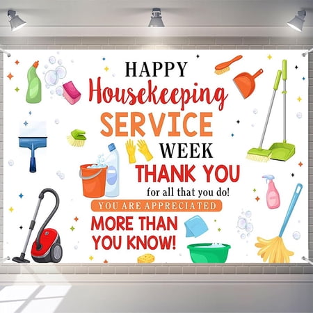 6x4ft Housekeeping Week Backdrop Thank You for All You Do Banner Decorations for Appreciation Party and Photo Background
