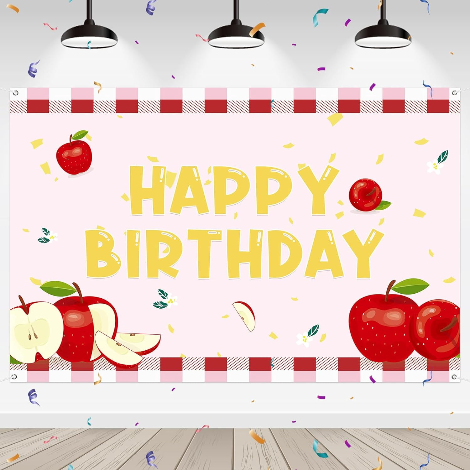 Circle Colored Fruit Happy Birthday Backdrop For Party