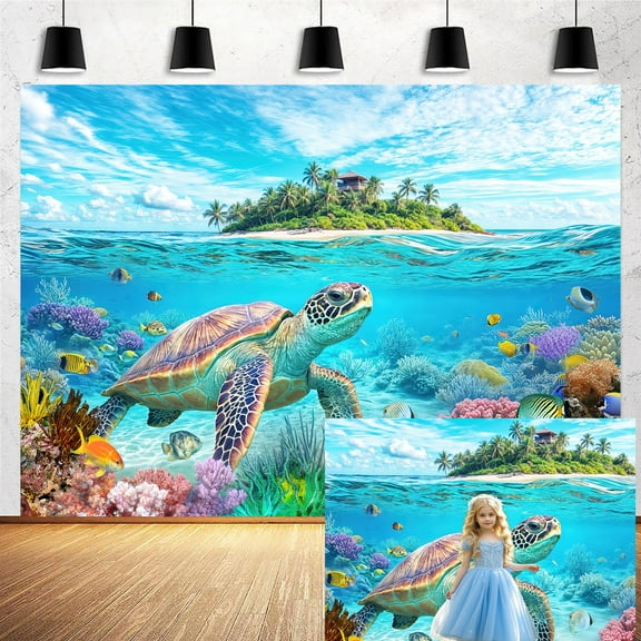 6x4ft Under The Sea Photography Backdrop Summer Ocean Tropical Fish Backdrop Sea Turtle Underwater Birthday Party Photo Background Seaside Baby Shower Decorations Banner Decor Portrait Props
