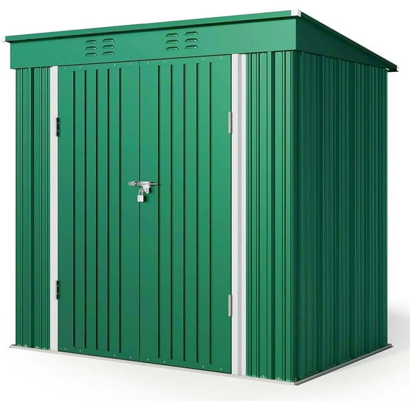 6x4ft. Sloped Top Garden Metal Outdoor Storage Shed for Backyard & Poolside, Green