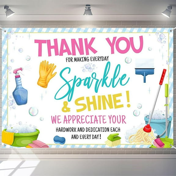 6x4ft Thank You Housekeeping Week Backdrop for Workers Sparkle and Shine Theme Party Banner Photography Background