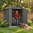 thumbnail image 1 of Homall 6x4ft Outdoor Plastic Storage Shed with Window,Weather-Resistant, Easy Assembly, Wood-Effect Garden Tool House,Dark Gray, 1 of 8