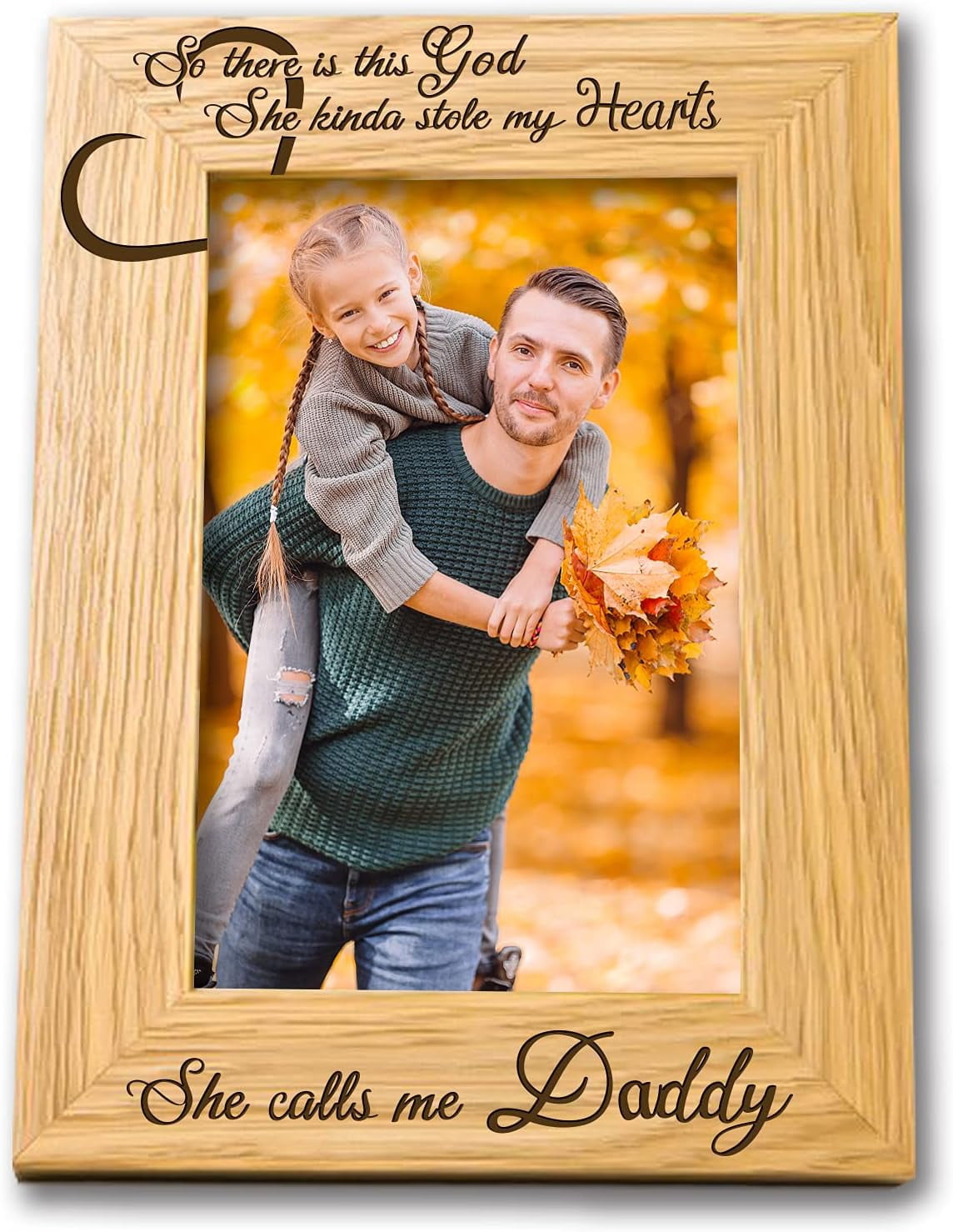 6x4inches Engraved Natural Wood Picture Frame Father Daughter Photo ...