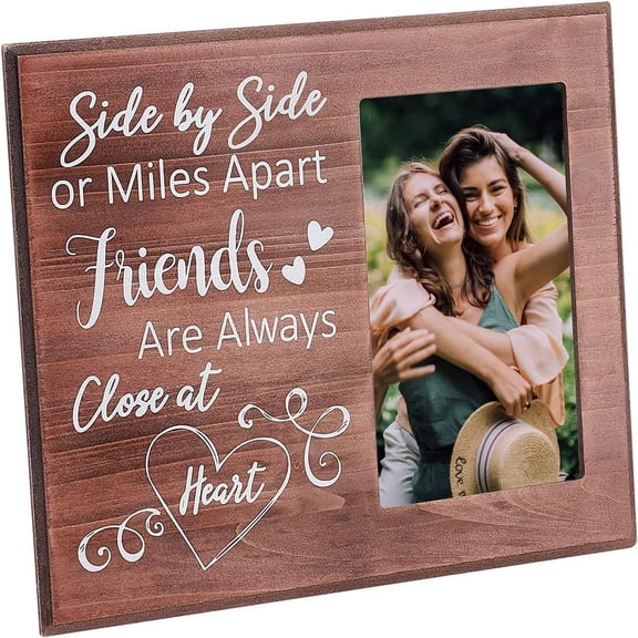 6x4inches Friend Gifts Photo Picture Frame Long Distance Relationships and Bestie Gifts - Side by Side or Miles Apart Friend