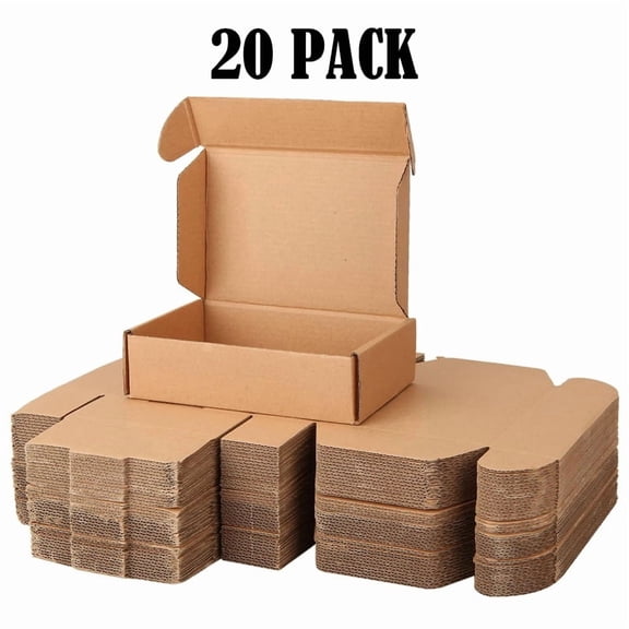 6x4x2 Corrugated Mailing Cardboard Box for Small Business Flat Cheap Packaging Jewelry Craft Gift Packaging, 10/20/30/50/100 Packs (6x4x2 inches - 10 pcs(Brown))