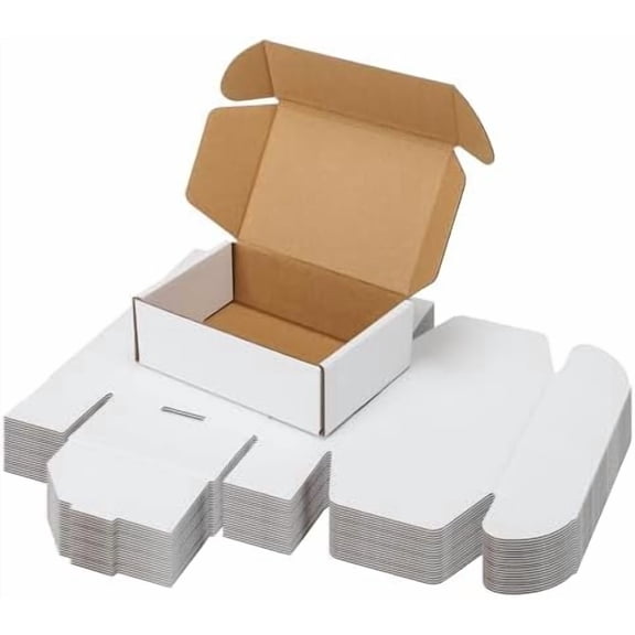 6x4x2 Inch Shipping Boxes 20 Pack White, Tab Lock Tuck Top Mailer Boxes for Packaging Small Business, Cardboard Gift Boxes for Wrapping Mailing Present