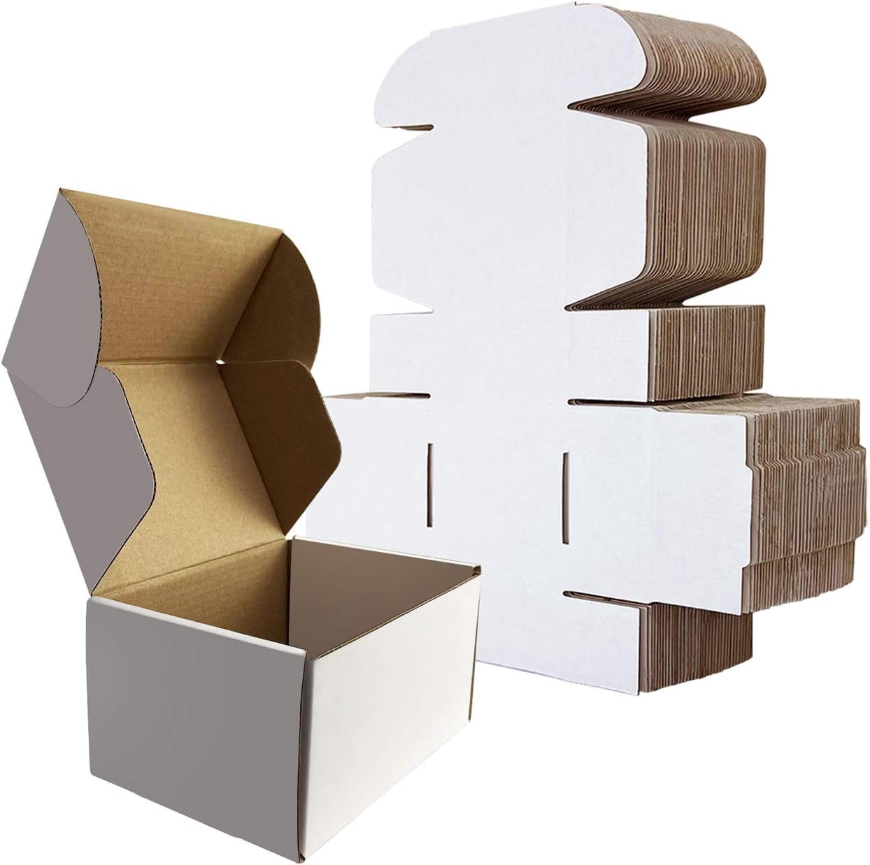 6x4x3 Inches Shipping Boxes Set of 25, White Small Corrugated Cardboard ...