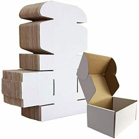 6x4x3 inches Shipping Boxes Set of 25, White Corrugated Cardboard Box Literature Mailer