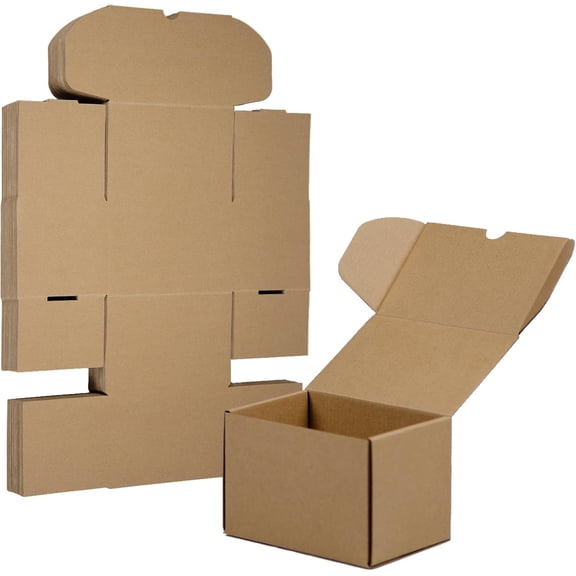 6x4x4 Inches Shipping Boxes Set of 25, Brown Corrugated Cardboard Box Literature Mailer for Packing Small Business