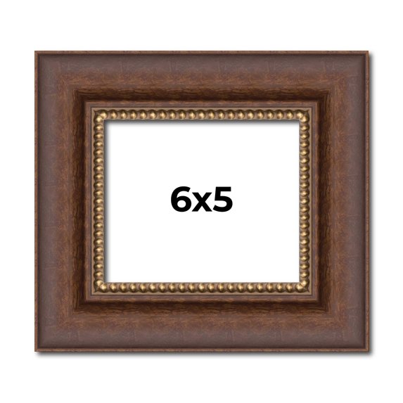 6x5 Copper and Brown Real Wood Picture Frame Width 2 inches | Interior Frame Depth 0.5 inches |
