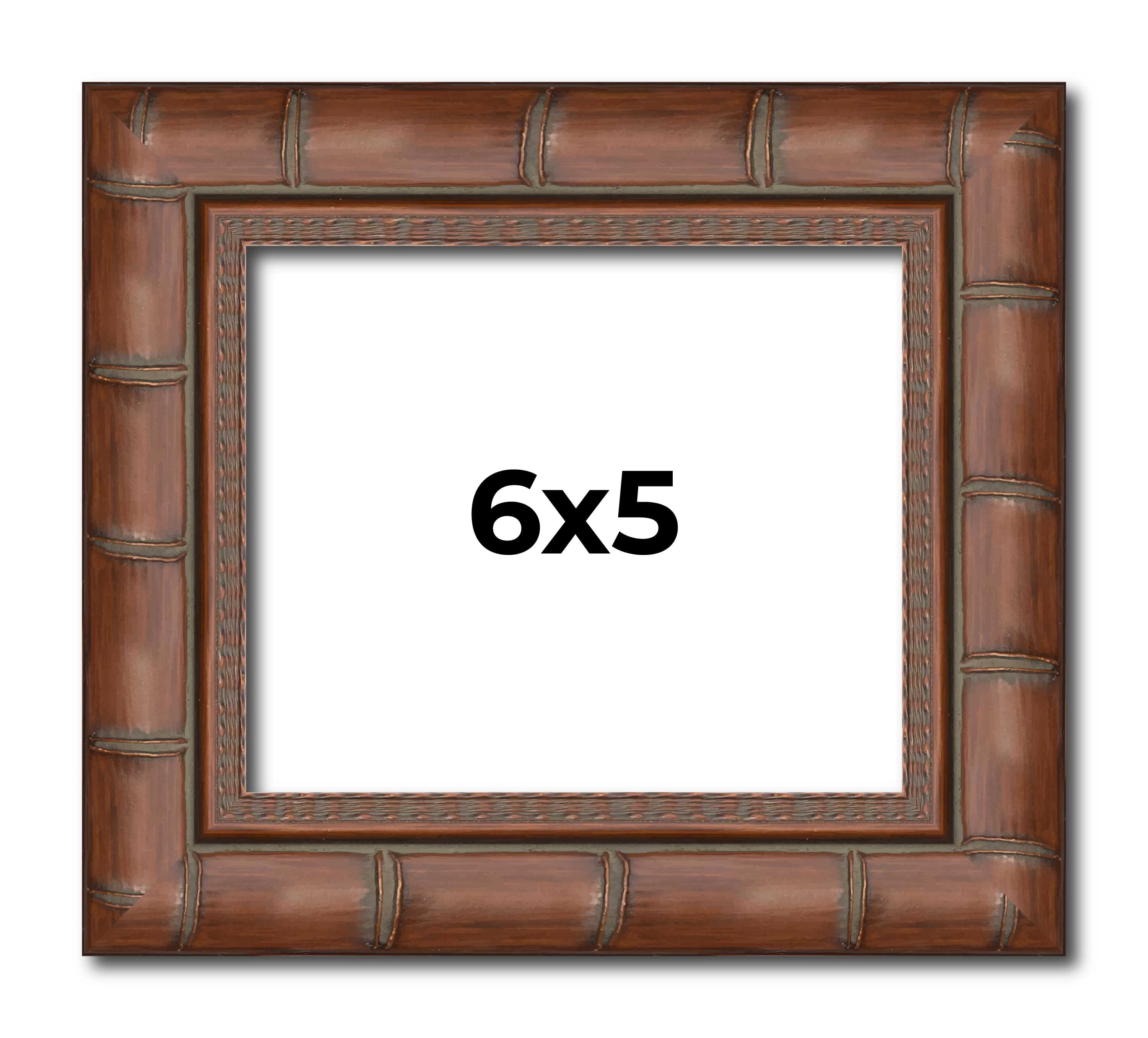 6x5 Dark Brown Bamboo Real Wood Picture Frame Width 1.5 inches ...