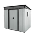 thumbnail image 1 of 6x5 FT Galvanized Steel Storage Shed - Features Window, Sloped Roof & Transparent Plate for Weatherproof Tool Organization, 1 of 8