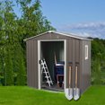 thumbnail image 1 of 6x5 FT Outdoor Storage Shed with Window, Metal Garden Storage Shed with Floor Base & Lockable Door, Utility Tool Shed with Air Vent for Backyard, Patio, Lawn, 1 of 9