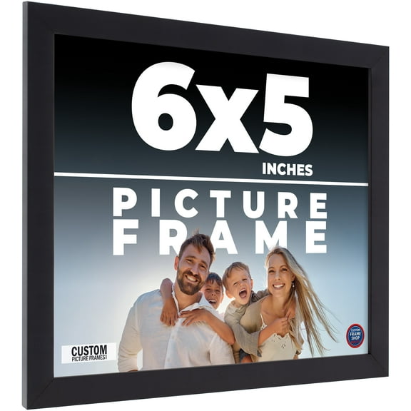 6x5 Frame Black Real Wood Picture Frame Width 0.75 inches | Interior Frame Depth 0.5 inches | Noir