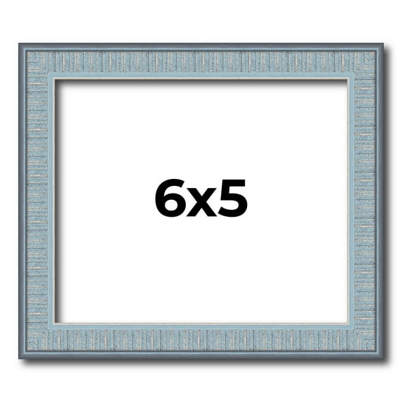 6x5 Frame Blue Scuffed Farm Board Solid Wood Picture Frame Width 0.75 Inches | Interior Depth 0.5