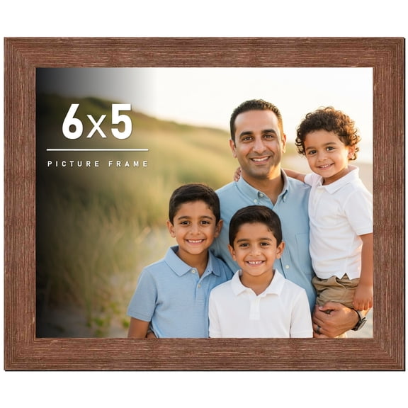 6x5 Frame Brown Distressed Barnwood Picture Frame | Complete Rustic Farmhouse Photo Frame Includes