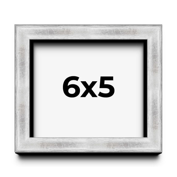 6x5 Frame Brushed Silver Solid Wood Picture Frame | 0.75 Inch Moulding Width | Rabbet Depth 0.75