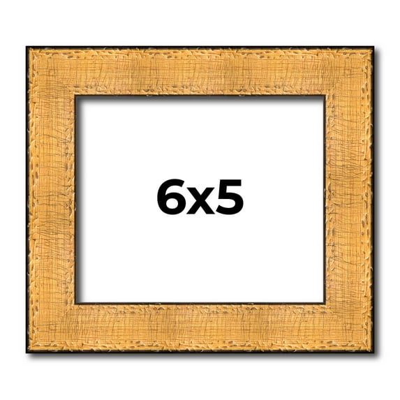 6x5 Frame Gold Rustic Solid Wood Picture Frame | 1.25 Inch Wide Moulding | Rustique Gold Collection