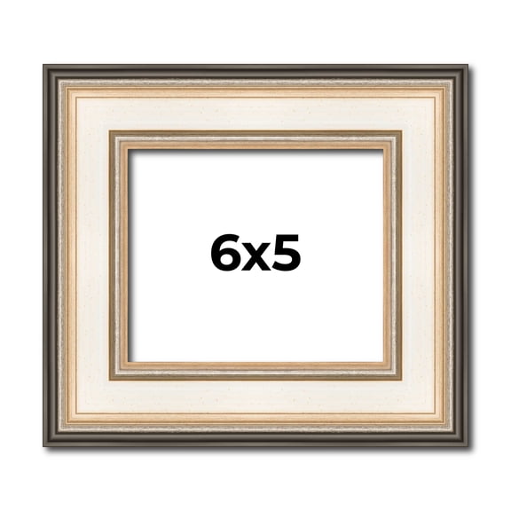 6x5 Frame Gold Silver Plein Aire 2" Inch Wide Moulding Solid Wood Picture Frame | Modena Collection