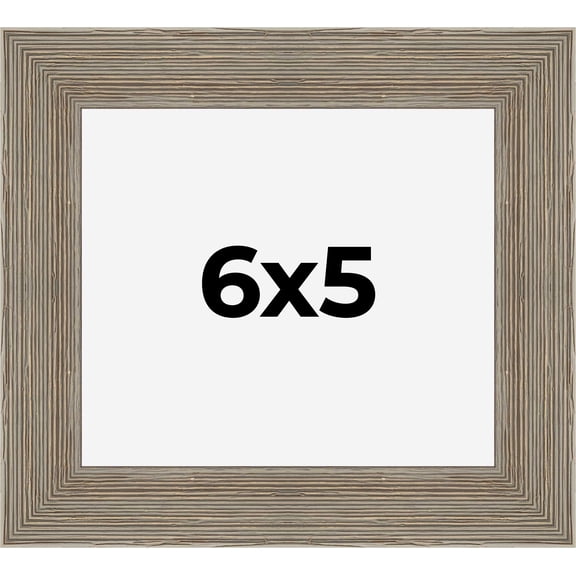 6x5 Frame Gray Barnwood Rustic Solid Wood Picture Frame | 1.5 Inch Moulding Width | Includes UV