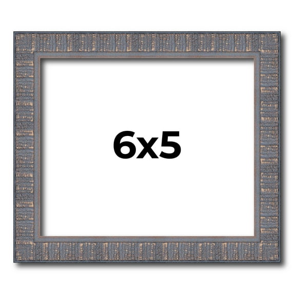 6x5 Frame Slate Blue Distressed Rustic Solid Wood Picture Frame | 0.75 Inch Moulding Width |