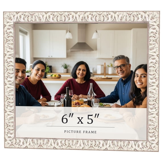6x5 Frame White Real Wood Picture Frame Width 1.5 inches | Interior Frame Depth 0.5 inches | Aurora