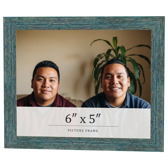 6x5 IN Frame Blue Rustic Barnwood Solid Wood Picture Frame Width 1.25 Inches | Interior Depth 0.5