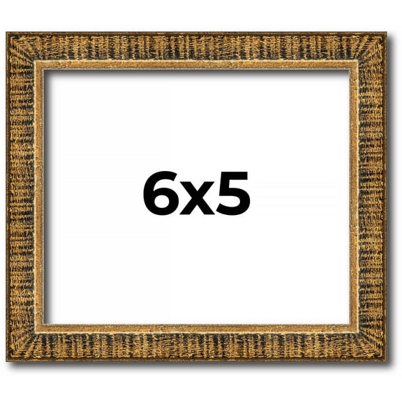 6x5 IN Frame Gold Kingsley Distressed Solid Wood Picture Frame Width 0.75 Inches | Interior Frame