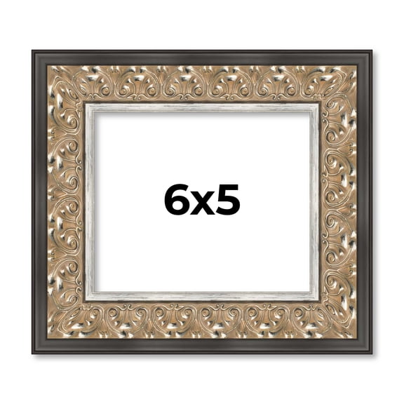 6x5 IN Frame Silver Real Wood Picture Frame Width 1.75 Inches | Interior Frame Depth 0.5 Inches |