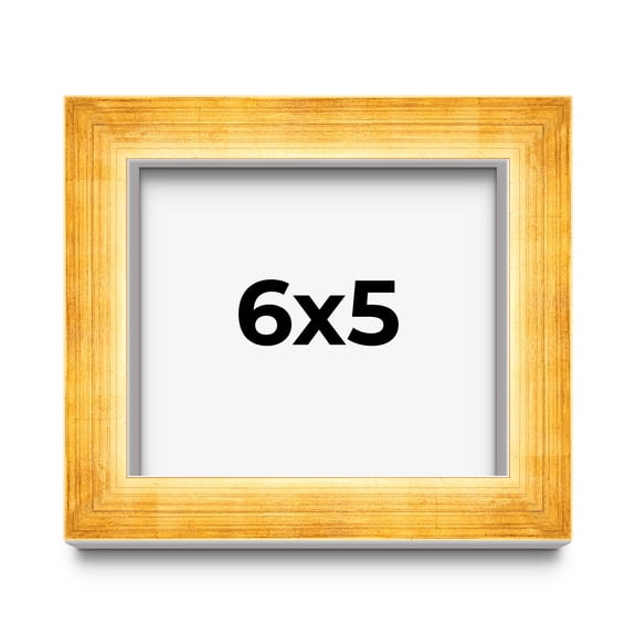 6x5 IN Shadow Box Frame Gold | 1.625 Inches Deep Real Wood Traditional Shadowbox Display Frame | UV