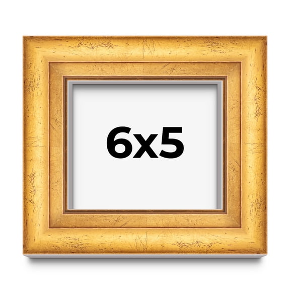 6x5 IN Shadow Box Frame Gold | 1.75 Inches Deep Real Wood Traditional Shadowbox Display Frame | UV