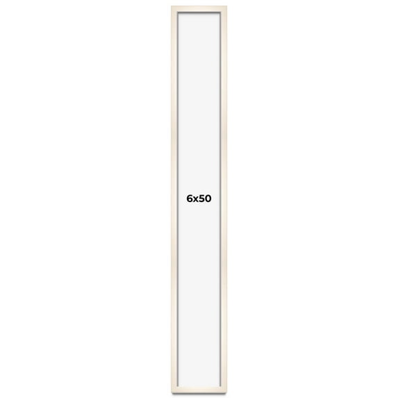 6x50 Frame White Wash Solid Wood Picture Frame | 0.75 Inch Moulding Width | Includes UV Acrylic