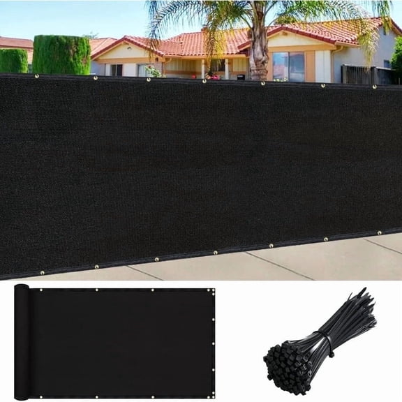 6x50FT Heavy Duty HDPE Privacy Fence Screen UV Blocking Opaque Shade Mesh with Grommets Zip Ties Tool-Free Install for Balcony Deck Outdoor Yard